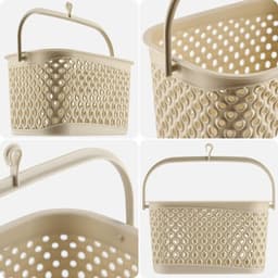 Wasknijper Mand - Klemhouder - Wassen Ophangen - Beweegbare Haak - 22.5x14.8x22.8cm - Beige — thumbnail 3