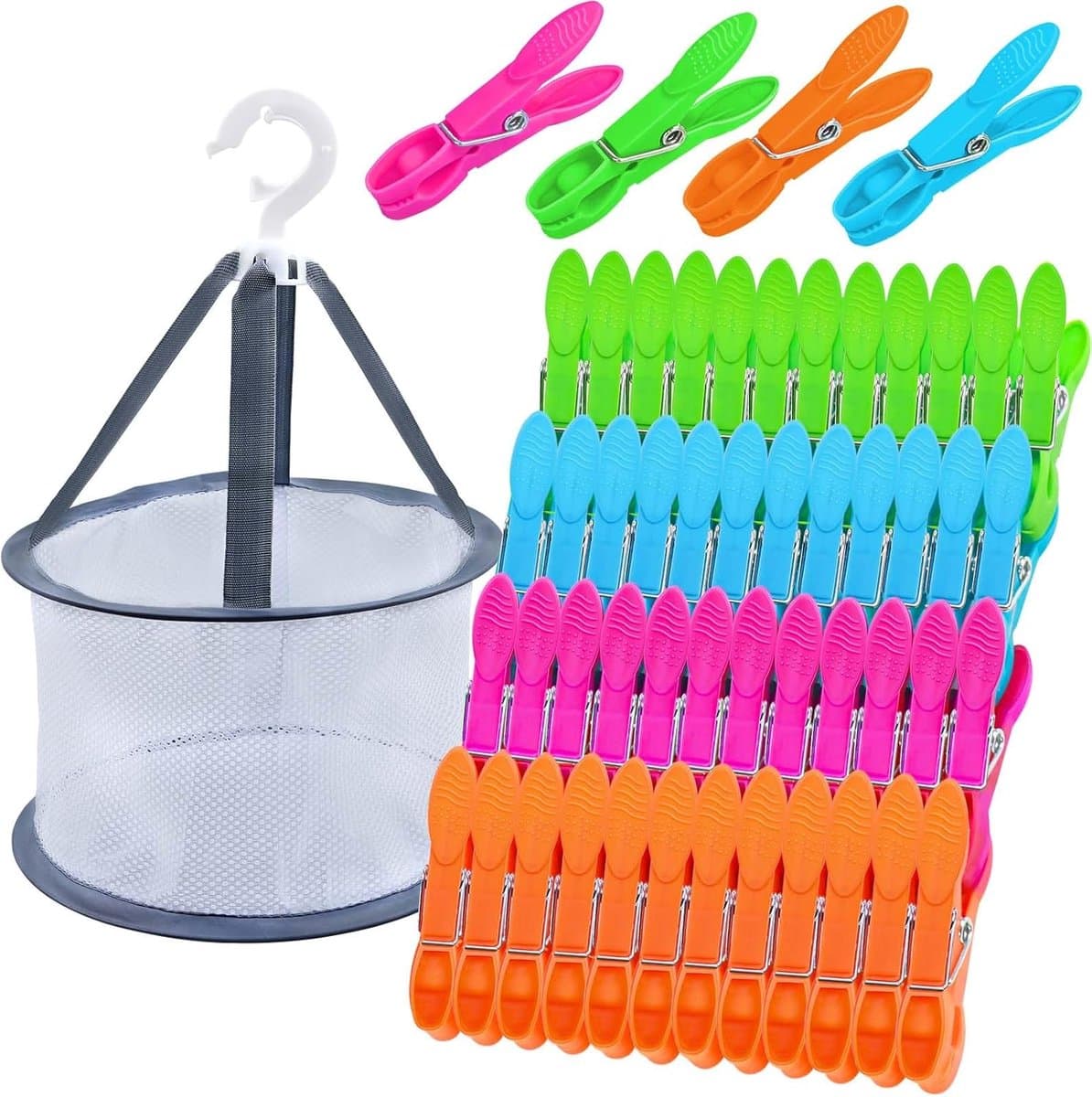 Thijox - 48 Stuks Veelkleurige Wasknijpers van Kunststof, Stevige Antislip Wasknijpers, Windscherm en Strandhanddoekklemmen voor Kleding, Sokken en Hu — afbeelding 1