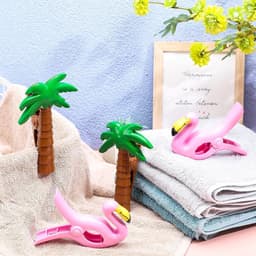 Handdoekklemmetjes voor strandstoelen, 2 stuks Grote strandhanddoek klemmen Flamingo strandhanddoek clips handdoek klemmen Flamingo wasknijpers voor wasgoed strandhanddoek badhanddoek zwembad (Roze C) — thumbnail 5