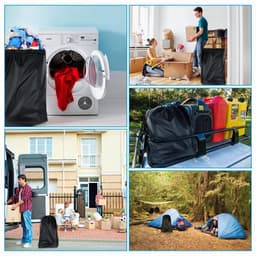 4 stuks extra grote waszakken, opvouwbare opbergtas met trekkoordsluiting, nylon waszak stoffen tas voor badkamer, slaapkamer of slaapzaal en reizen, 61 x 91 cm (zwart) — thumbnail 2