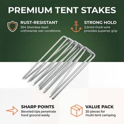 20 stuks, diameter 2,5 mm x 100 mm, haringen, stevig, haringen, grondhaken, grondpennen, U-vormige grondpennen, metaal, haringen voor tuinvlies, onkruiddoek, kunstgras — thumbnail 3