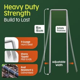 grondanker 50 stuks + 8 sluitringen inbegrepen, 150 mm lang, 25 mm breed, Ø 3 mm, voor tuin, mulch en kunstgras, van metaal, verzinkt, camping, reizen, staal — thumbnail 5