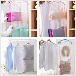 4 stuks Droognetten - Kussendroogzak - Ophangnet voor knuffels - Opbergtas voor sierkussens - Ophangtas voor kledingkastorganizer - Schoenendroognet - Voor schoenen, kleding, kussens, knuffels (wit - diverse maten) — thumbnail 4