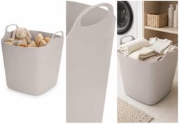 Excellent Houseware Flexibele emmer - 3x - beige - 15 liter - kunststof - vierkant - 37 x 30 cm — thumbnail 2