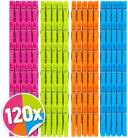 com-four® 120x wasknijpers voordeelset, kleurrijke clips in trendkleuren voor waslijn en rek, geschikt voor binnen en buiten (120 stuks - diverse kleuren) — thumbnail 2