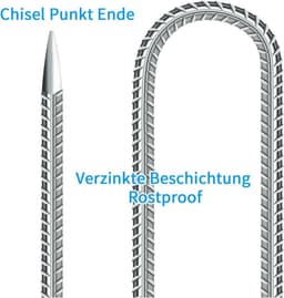 6 Stuks Grondankers, 30 cm Lange U-Haak Tentpinnen voor Beveiliging van Tent, Trampoline en Tuinpolen — thumbnail 2