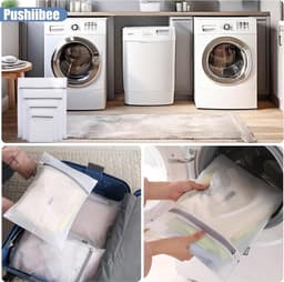 Wasnet voor Wasmachine - 6 Stuks Waszakken met Rits in 4 Maten - Grote Mesh Waszakken voor Kleding, Ondergoed en Beddegoed tijdens het Reizen — thumbnail 3