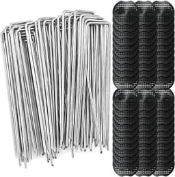SnelShoppen - Pack van 60 Grondankers voor Onkruiddoek, U-Pegs 150 x 40 mm + 60 Bufferdisc, Galvaniseerd Antiroest, Ideaal voor Tuin, Terras en Landsc — thumbnail 1