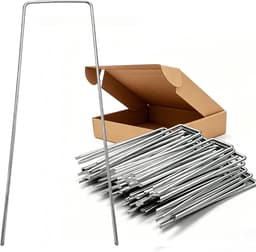 SnelShoppen - 100 stuks verzinkte grondankers U-vormige tuin haringen 150 x 35 mm - Ø 2,5 mm, anti-roest, voor onkruiddoek, netten, camping en tuinwer — thumbnail 1