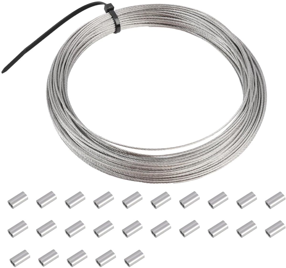 SnelShoppen - Rvs Draad Kabel 25 m 1 mm 7x7 Sterkte 304 Roestvrij Staal Kabel Voor Clothesline, Balkon, Tuin, Patio, DIY Projecten, Zonder Sheath — afbeelding 1
