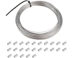SnelShoppen - Rvs Draad Kabel 25 m 1 mm 7x7 Sterkte 304 Roestvrij Staal Kabel Voor Clothesline, Balkon, Tuin, Patio, DIY Projecten, Zonder Sheath