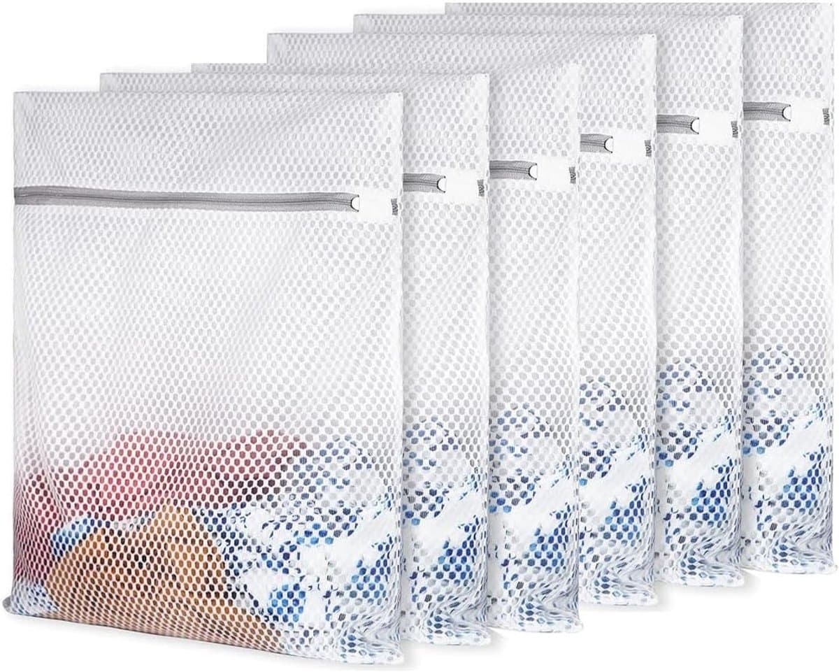 Set van 6 ademende waszakken van mesh stof, 30 cm x 40 cm voor lingerie, ondergoed en sokken, duurzaam en geschikt voor wasmachines — afbeelding 1