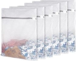 Set van 6 ademende waszakken van mesh stof, 30 cm x 40 cm voor lingerie, ondergoed en sokken, duurzaam en geschikt voor wasmachines