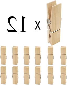 Grote houten wasknijpers, 12 stuks, 7 cm lang, stevig en duurzaam, ideaal voor knutselen en decoratie — thumbnail 3