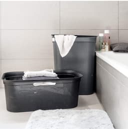 KIRA® Wasmand Curver - Wasmand -Wasverzamelbak - Antraciet - 43cm x 34cm x 53cm — thumbnail 3