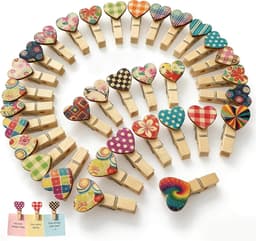 SnelShoppen - Mini-wasknijpers Houten Clips 50 Stuks Kleurrijk Hartvorm Decoratie Handwerk Doe-Het-Zelf Feest Bruiloft Foto's — thumbnail 1