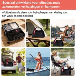 SnelShoppen - Zwarte waszak voor reizen, compressiezak 70D nylon, TPU waterdicht, herbruikbare vacuümzak voor kleding, M - ideaal voor camping, zwemme — thumbnail 5