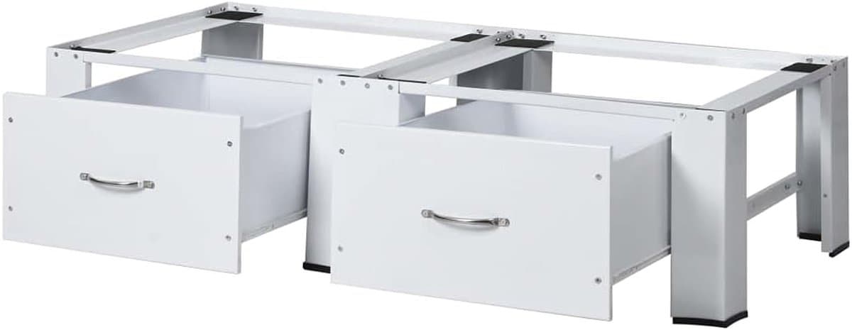 Onderstel Wasmachine Droger - Verhoging Sokkel - Huishoudelijk Organiseren - Met Schuifladen - 124 x 615 cm - Wit — afbeelding 1