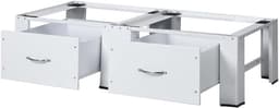 Onderstel Wasmachine Droger - Verhoging Sokkel - Huishoudelijk Organiseren - Met Schuifladen - 124 x 615 cm - Wit — thumbnail 1