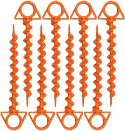 Kunststof tentpinnen, grondpinnen voor zeildoektenten, spiraalvormig, geitenhoornvormige kunststof pinnen - schroefpinnen - oranje, 8 stuks — thumbnail 1