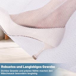 Grote Wasnetten voor Wasmachine, 60x80cm Herbruikbare Waszak met Rits voor Kleding, Shirts, Truien en Broeken (XXL, Wit) — thumbnail 3