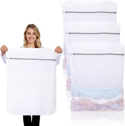 Duurzame Waszakken voor Delicate Kleding - 3 Stuks Grote Honingraat Mesh Met Rits, Herbruikbare Waszakken voor Wasmachine, Ideaal voor Ondergoed en Reisorganizer (60x81cm) — thumbnail 1