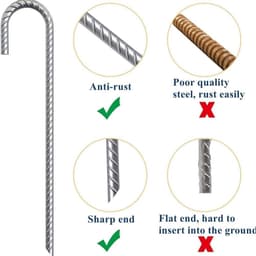 Zware J-Haak Grondankers 30cm - 10 Stuks Roestvrij Stalen Grondsteken voor Tent, Tuin en Camping — thumbnail 3