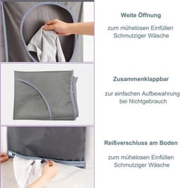 Waszak Ruimtebesparend - Hangende Wasmand - Wasverzamelaar - 2 Zuighaken - 2 Roestvrijstalen Deurhaken - 50x77cm — thumbnail 2