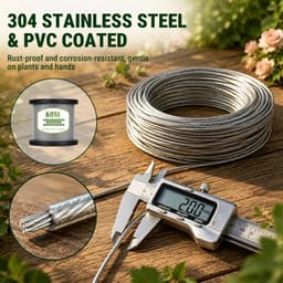 SnelShoppen - 94-delige draadset, 60m/2mm RVS tuin draad, PVC-gecoat, inclusief M4 spanbouten, ideaal voor klimplanten, feestverlichting, foto ophange — thumbnail 4