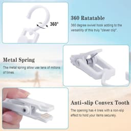 Wasknijpers met Haak - 20 Stuks - Drooghaak voor kleding - met 360 graden draaibare haak - Droogrek Knijpers - Wasknijpers - Kunststof - Anti Slip - Veelzijdig - draagbare antislip plastic hangers clips - Zwart — thumbnail 2