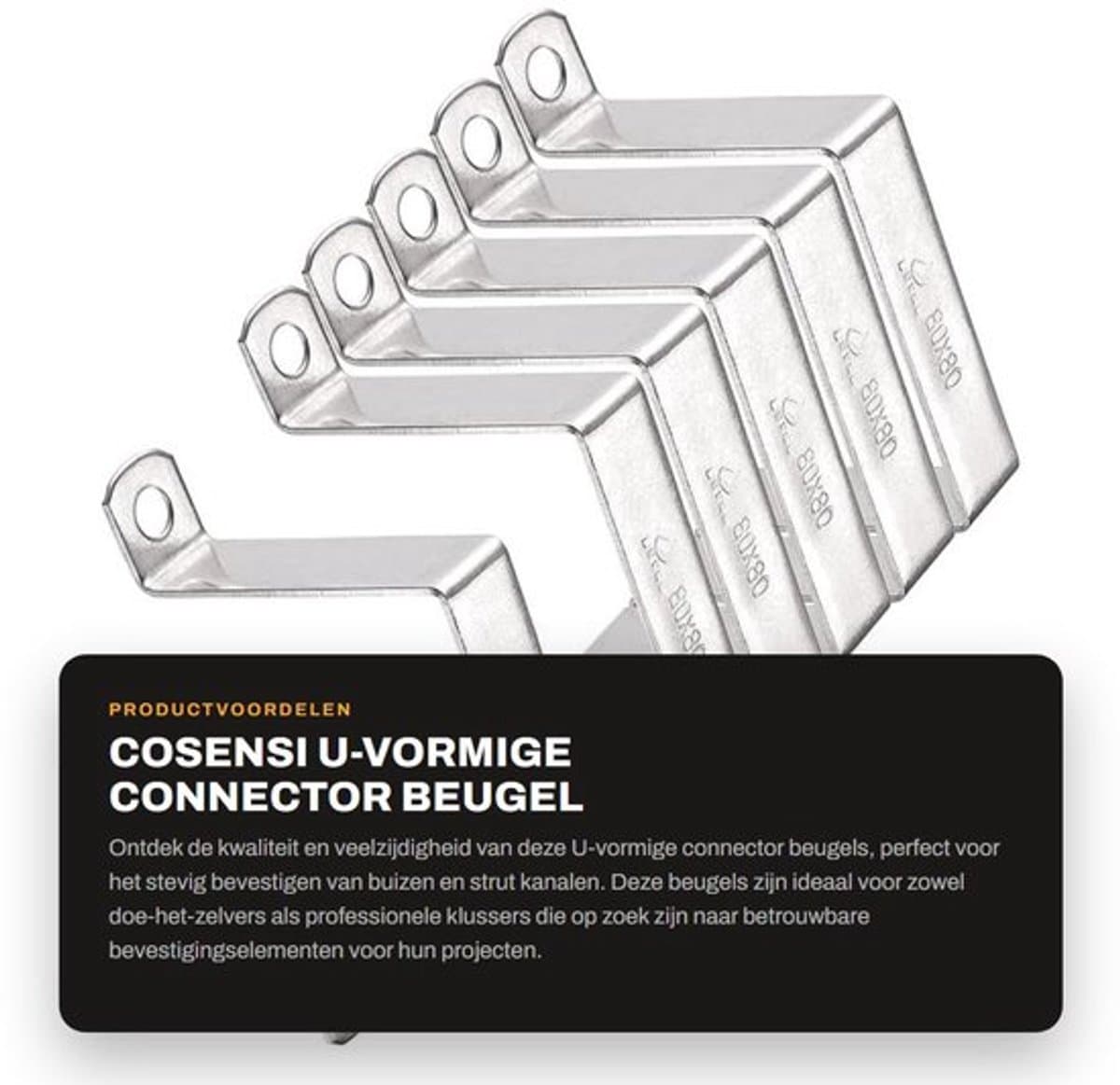 Connector U-vormige Beugel 78 x 82mm - Buisbandklem - Roestvrij Staal - Corrosiebestendig - Duurzaam - Hoogwaardige Materialen - Buisklem — afbeelding 1