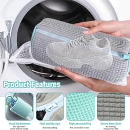 SnelShoppen - Pack van 2 Schoenwaszakken, Wasmachine Geschikt, Herbruikbare Schoenwaszak, Waszak voor Sneakers, Met Rits, Voor Alle Schoenmaten en Soo — thumbnail 5