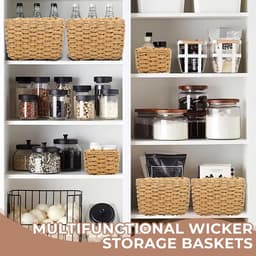 5 stuks gevlochten papierkoord opbergmandjes – Stapelbaar, voor badkamer, keuken, woonkamer — thumbnail 2
