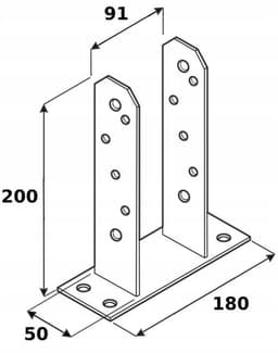 Domax - Basis Voor Zuil - Gegalvaniseerd - 91x200mm - Staal — thumbnail 2
