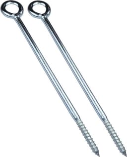 Set van 2 schroefhaken oogring voor buissteigers - voor houten net - wandbevestiging - van staal - zilverkleurig - Ø12x300mm. — thumbnail 1