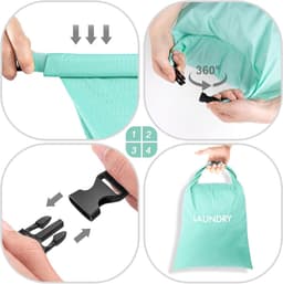 SnelShoppen - Travel Laundry Bag Set van 2 - Nylon Waterdichte Waszakken met Rolsluiting - 60x45 cm en 55x35 cm - Opvouwbare Vuilwaszak voor Camping e — thumbnail 2