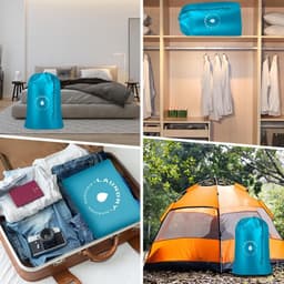 SnelShoppen - Vouwbare Waszakken met Trekkoord, Scheurvast, Draagbaar, Grote Capaciteit 60x85 cm, Ideaal voor Studenten, Appartementen, Reizen, Vakant — thumbnail 2