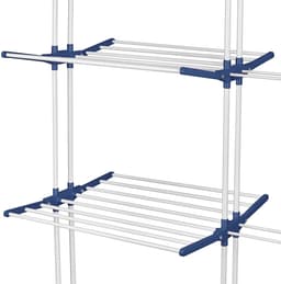 PIPIPOXER- Wasrek Inklapbaar-Droogrek-Staand Droogrek -Uitschuifbare Droogtoren – 3 Verdiepingen – 132 meter Drooglengte- Ruimtebesparend Wasrek -132x49x170 CM- Droogrek op Wielen - blauw en wit — thumbnail 3