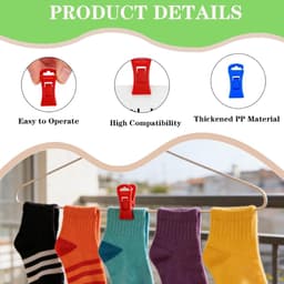 50 stuks sokkenklemmen wasmachine en droger, haken sokken wassen organizer mini wasknijpers sokkenhouder organiseren bewaren drogen voor strandhanddoek, badhanddoek tapijt kleding (veelkleurig — thumbnail 5