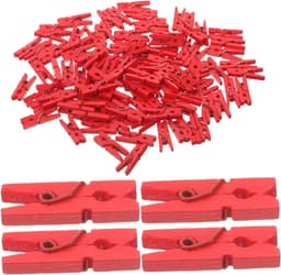 Mini Wasknijpers - Houten Clips - Decoratie Ophangen - Stevige Houten Constructie - 2.5 cm - Rood — thumbnail 1