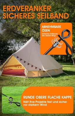 SnelShoppen - Set van 4 Zware Grondankers met Bandjes Windbestendig voor Bevestigen van Trampolines, Tenten, Luifels, Schuren, Motorhomes en Meer — thumbnail 5
