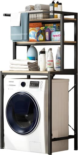 NIVA® Wasmachine Rek - Wasmachine Ombouw Rek - Badkamerplanken - Zwart - 69cm x 60cm x 177cm — thumbnail 1