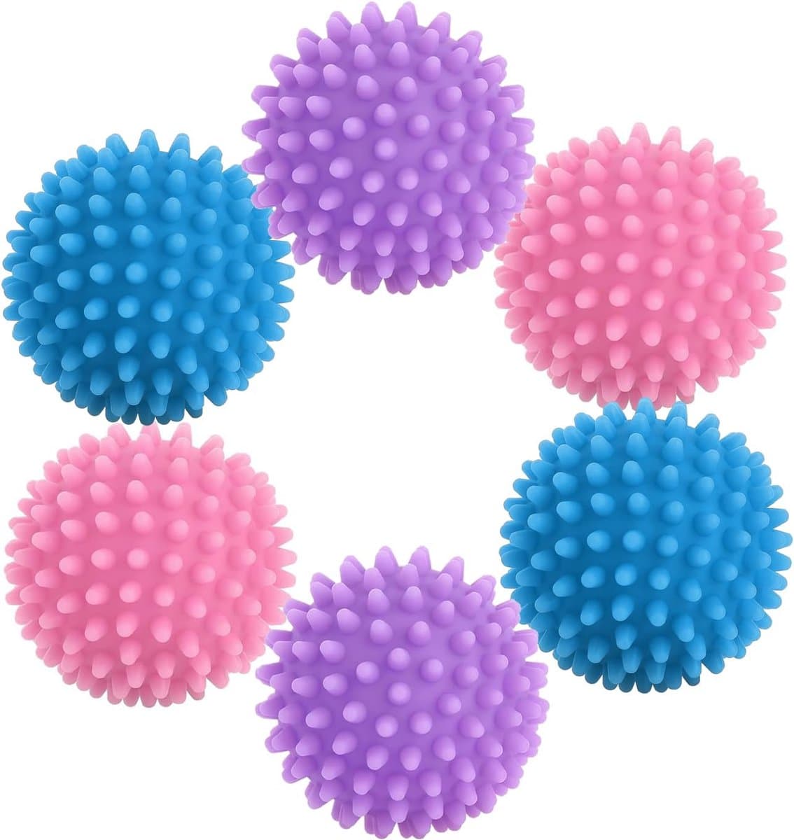 Pack of 6 Drying Balls, Dryer Washing Balls, Suitable for Washing Laundry, Reduce Wrinkles, Pink + Blue + Purple - ShopVlot — afbeelding 1