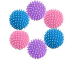 Pack of 6 Drying Balls, Dryer Washing Balls, Suitable for Washing Laundry, Reduce Wrinkles, Pink + Blue + Purple - ShopVlot