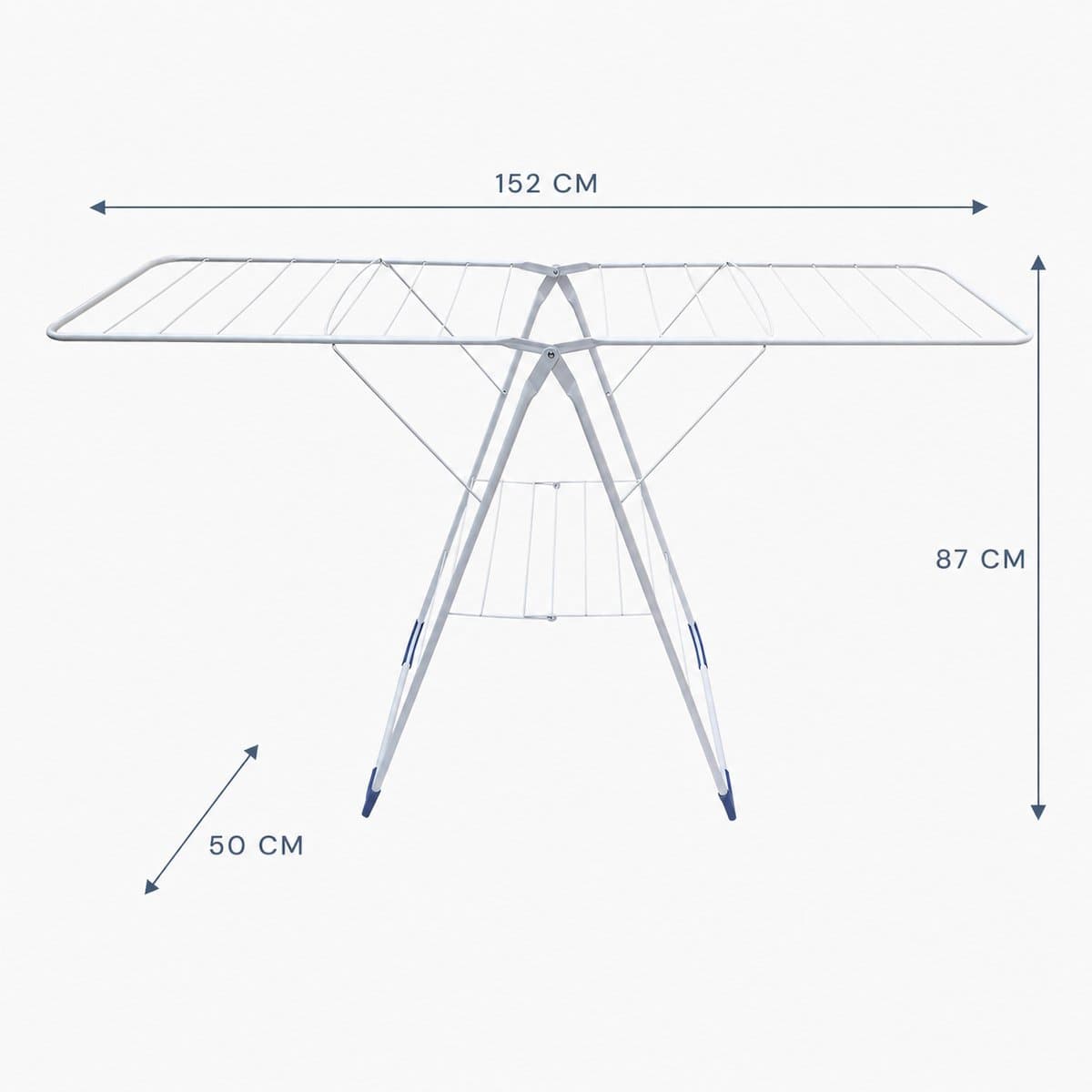 Inklapbaar Droogrek - 10 Meter Drooglengte - 152 x 50 x 87 cm - Wit — afbeelding 1