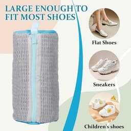 Schoenwaszak voor wasmachine - Wit - 18 x 32 cm - Herbruikbaar Gaas Wasnet voor Sneakers en Sportschoenen — thumbnail 3