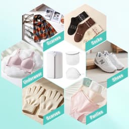 Schoenwaszak voor wasmachine - Wit - 22 x 33 cm / 16 x 18 cm / 15 x 16 cm - Polyester Wasnet Set van 6 - Voor Schoenen, Ondergoed en Sokjes — thumbnail 2