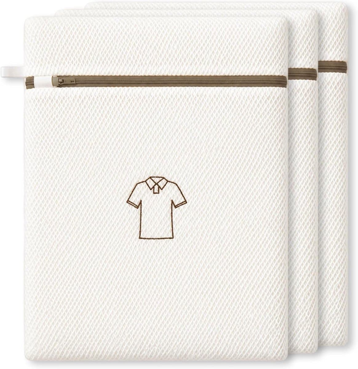 Wasnetjes met ritssluiting - Wit - 40 x 30 cm - Honingraatstructuur Polyester - Set van 3 voor Fijne Was — afbeelding 1