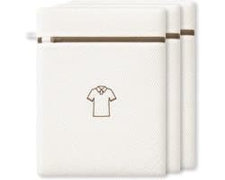 Wasnetjes met ritssluiting - Wit - 40 x 30 cm - Honingraatstructuur Polyester - Set van 3 voor Fijne Was