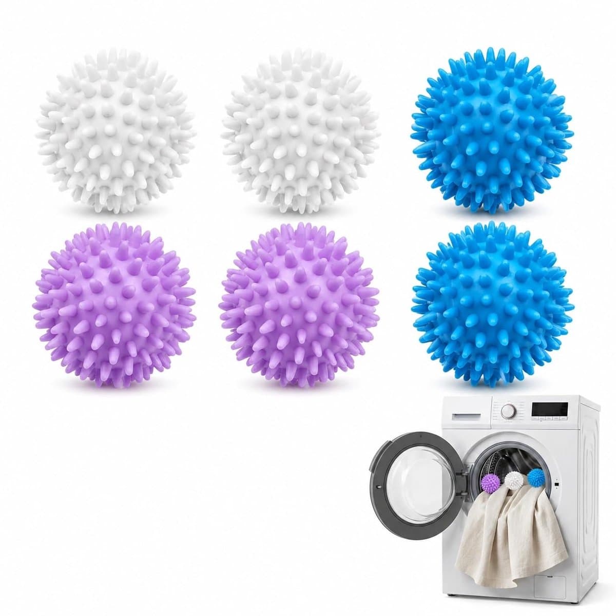 Wasballen voor wasmachine - 6 stuks - herbruikbare droogballen - optimaliseert droogprocessen - ShopVlot — afbeelding 1